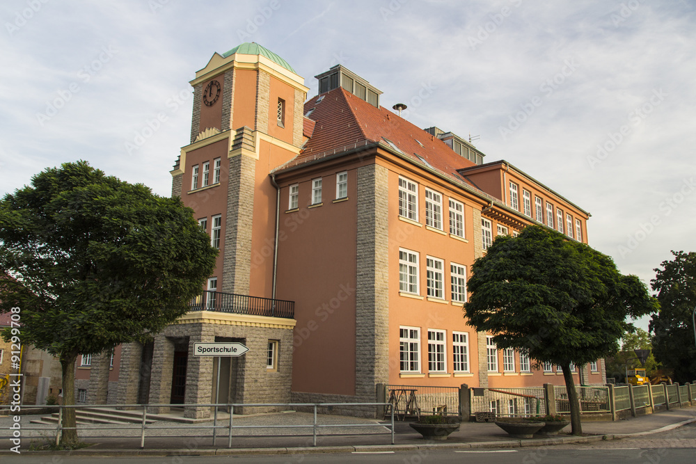 Guidepost to the Sportschule with the Diesterwegschule in Werdau
