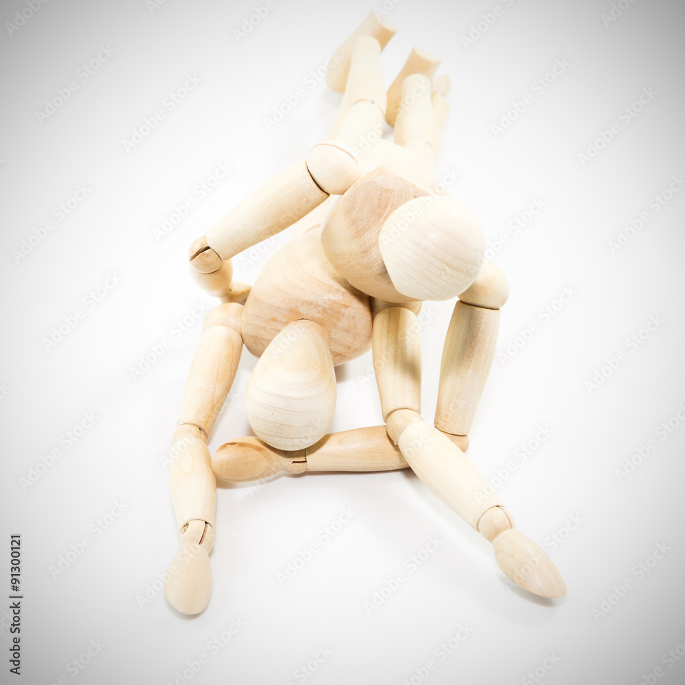 Dummy wooden sex on vignette white background Dummy wooden sex on vignette white background