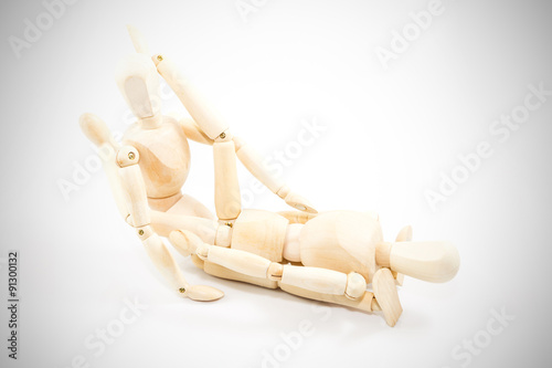 Dummy wooden sex on vignette white background