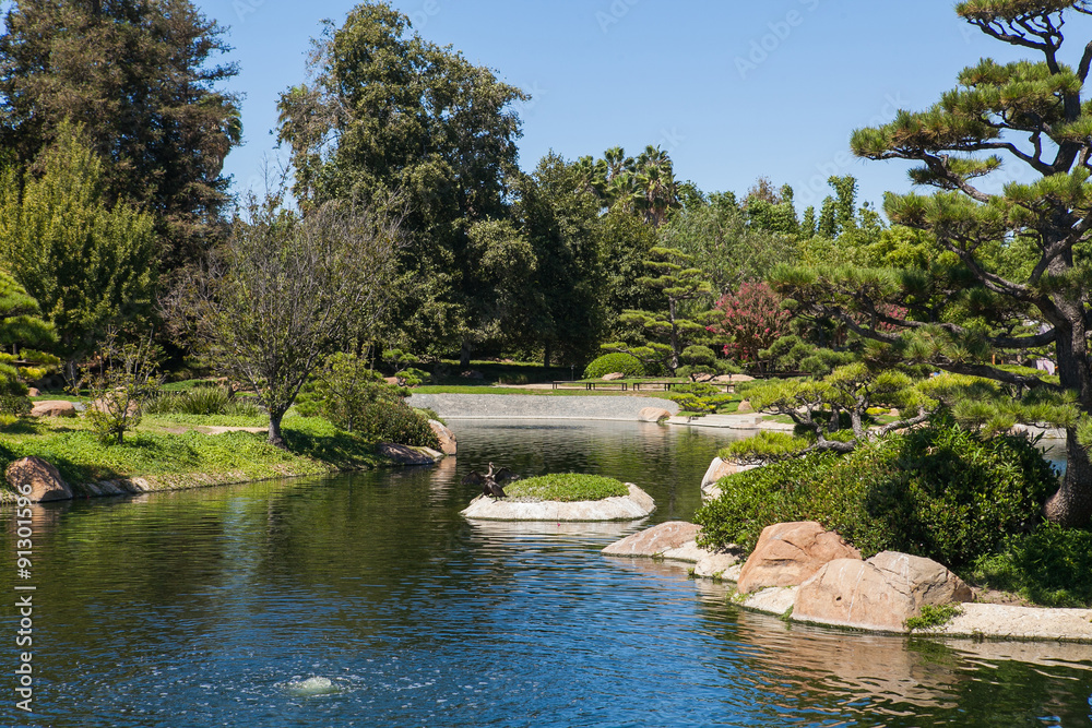 Naklejka premium Beautiful japanese green park in summer time