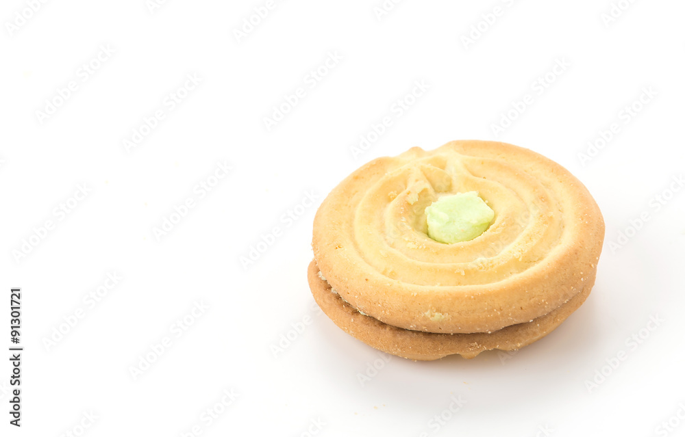 cookie biscuit with cream on white cookie biscuit with cream on white
