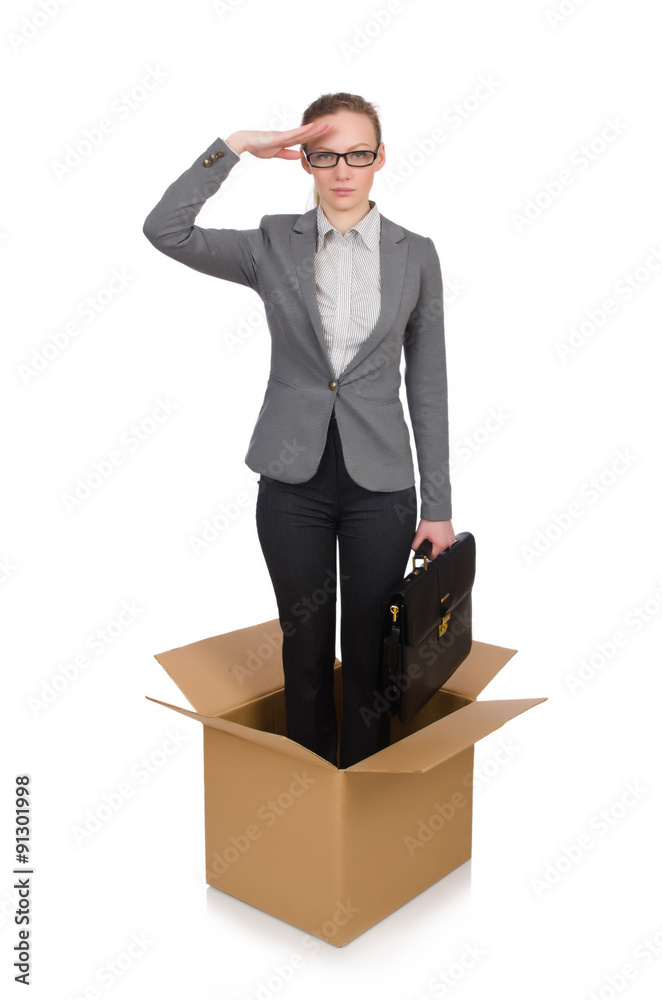 Businesswoman in business concept isolated on white Businesswoman in business concept isolated on white