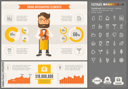 Drink flat design Infographic Template