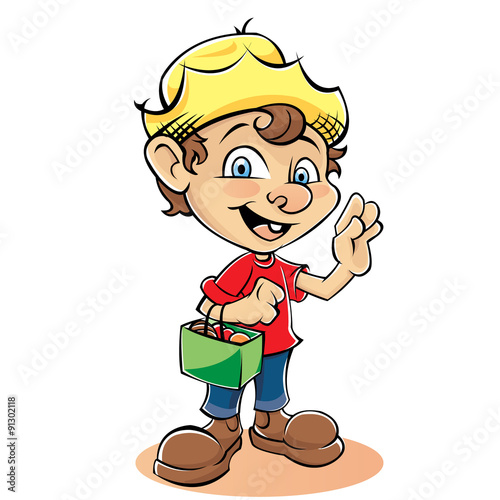 Cartoon Farmer Character with bag