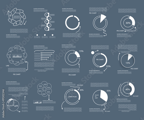 Infographic templates, web elements, pie charts