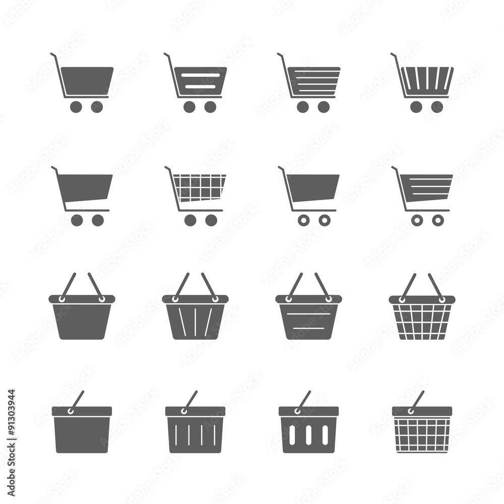 shopping cart & basket icons set