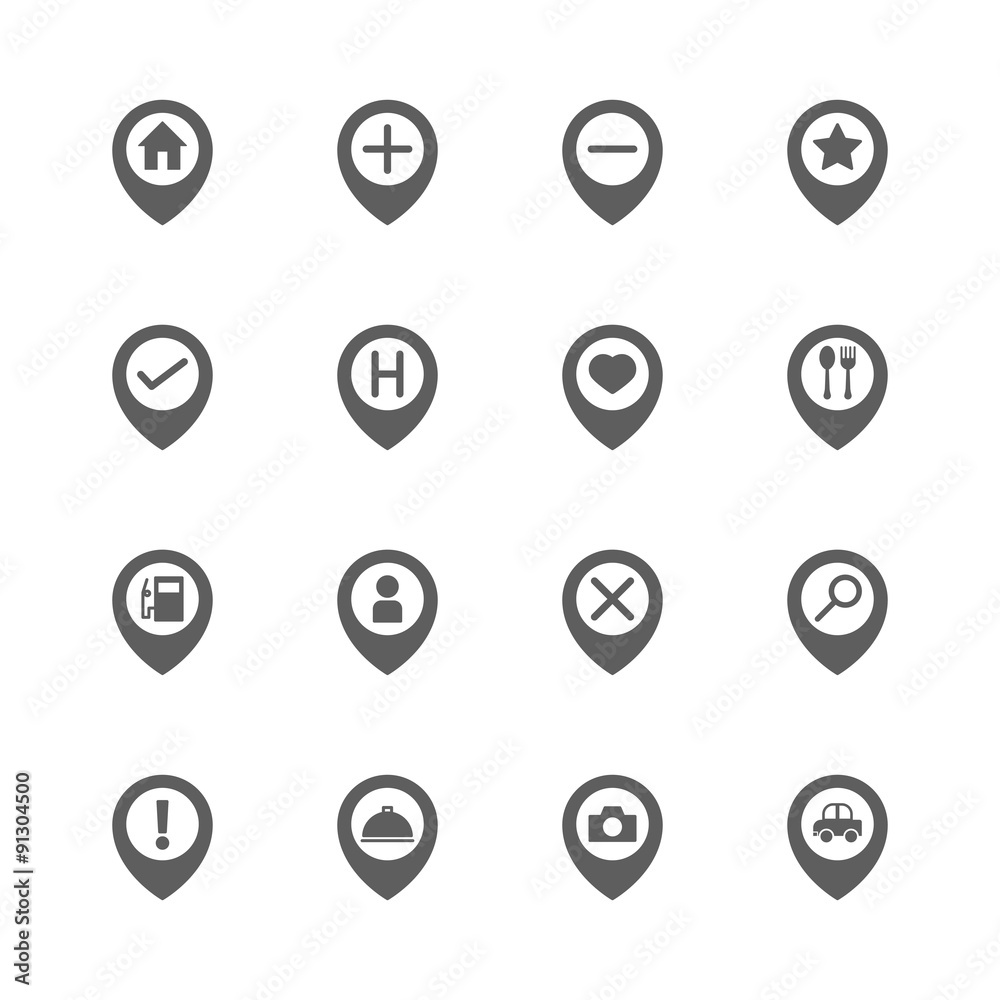 map pin location icons set map pin location icons set