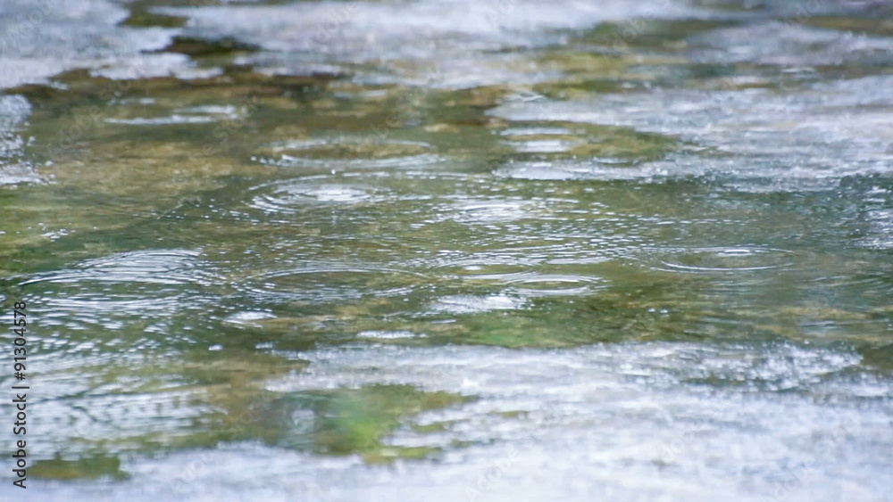 Rain drops falling on wet surface, beautiful natural HD stock footage Rain drops falling on wet surface, beautiful natural HD stock footage