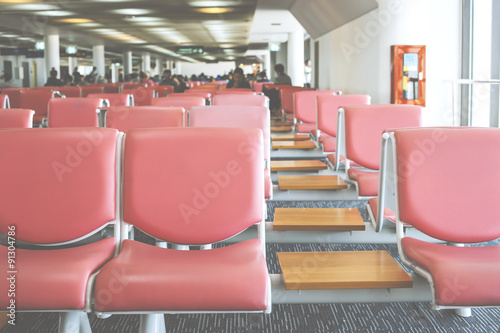 Row of red chair at airport
