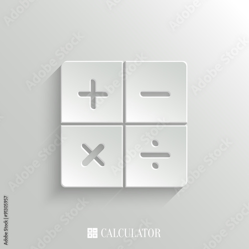 Calculator icon - vector white app button