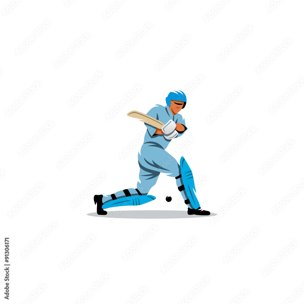 Cricket player hit the ball sign. Vector Illustration.