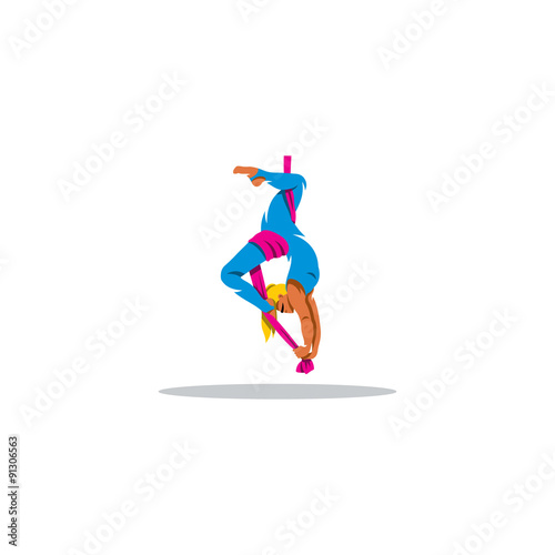 Aerial acrobatics sign. Vector Illustration.