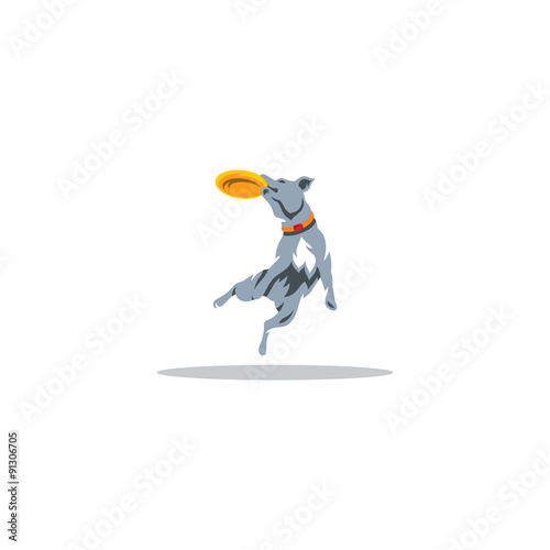 Dog Frisbee sign. Vector Illustration.