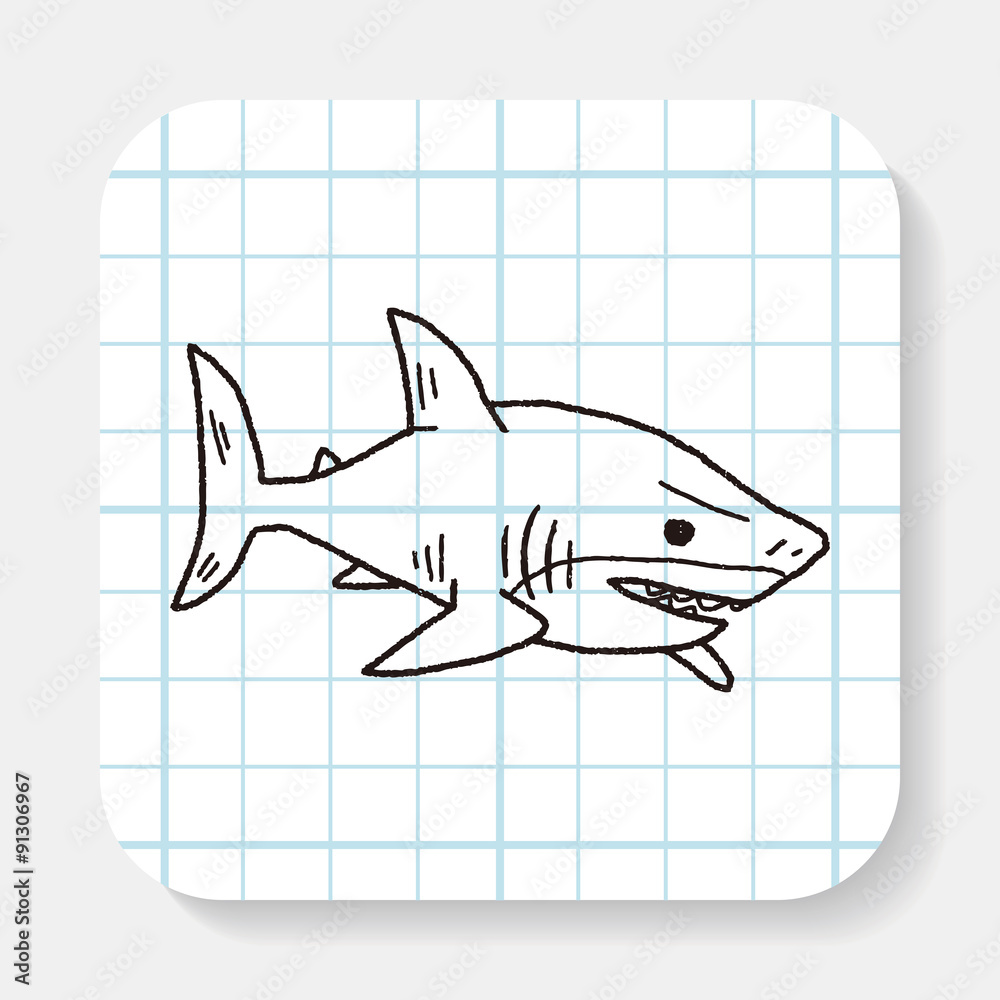 Naklejka premium Shark doodle
