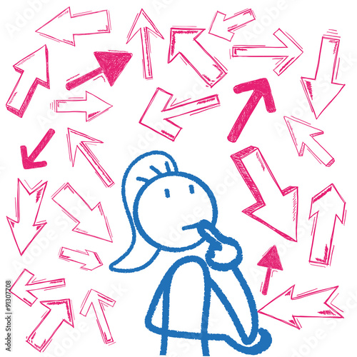 Stickwoman Thinking Arrows