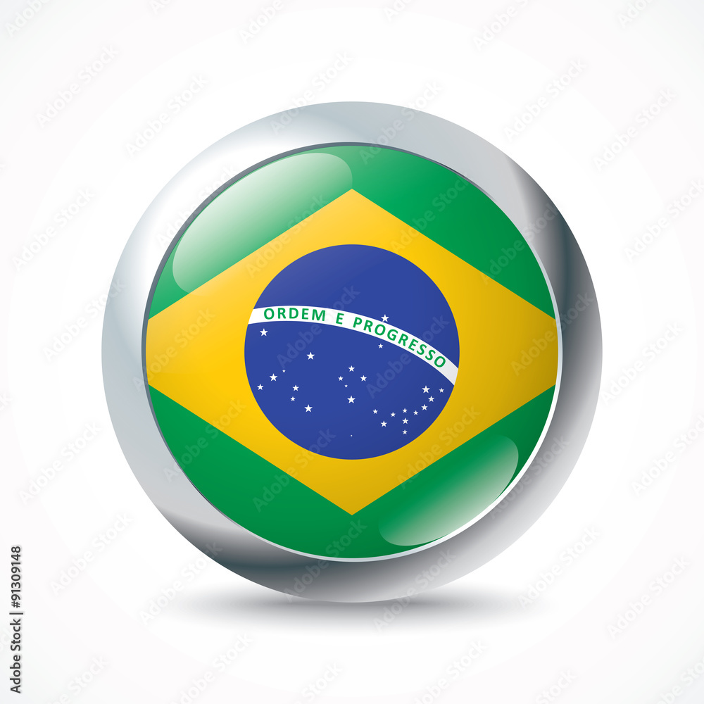 Fototapeta premium Brazil flag button