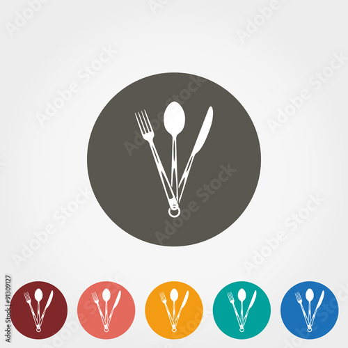 Tourist fork, spoon and knife icon.