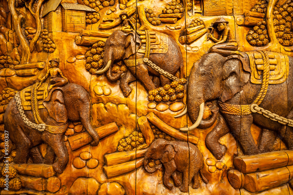 Carved Thai animals