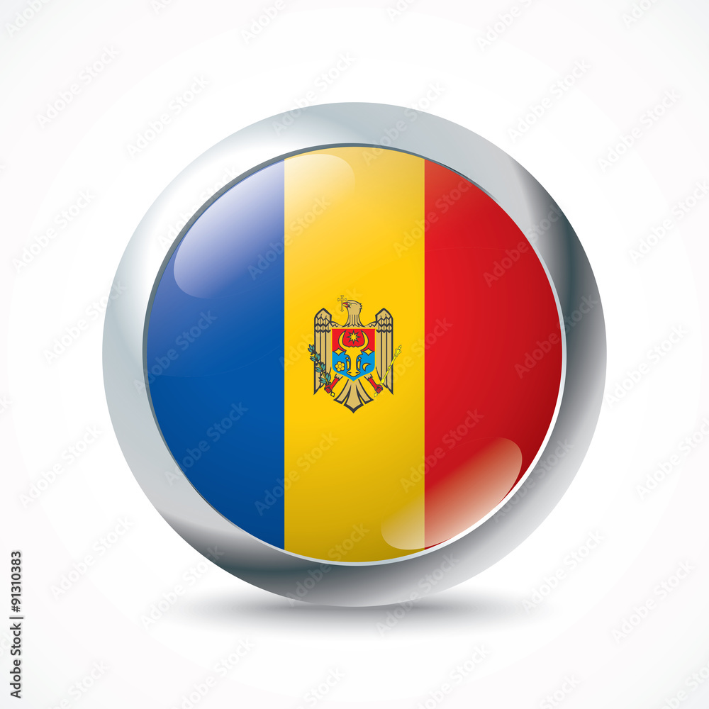 Obraz premium Moldova flag button