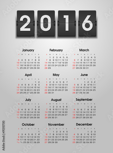 Calendar 2016 year