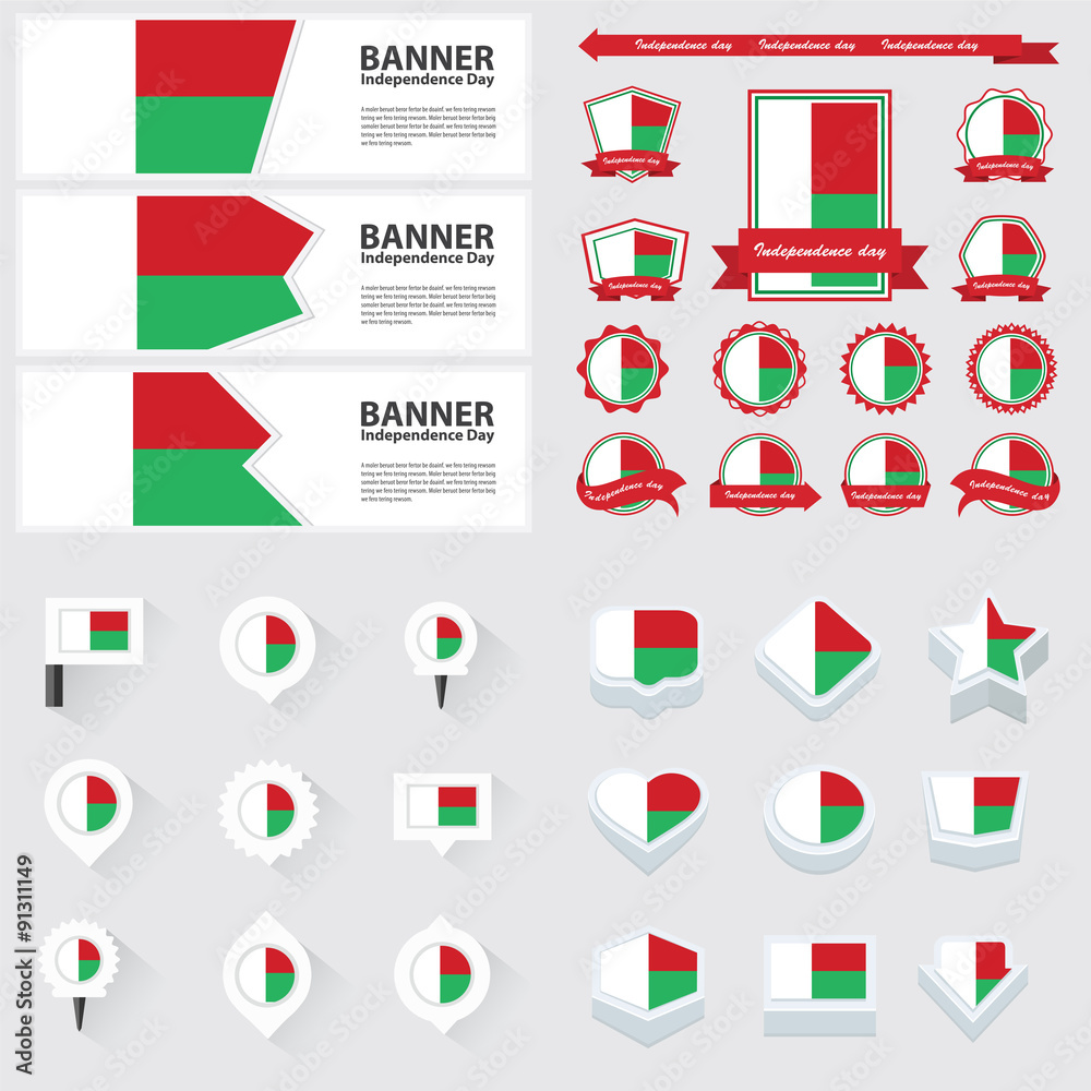 madagascar independence day, infographic, and label Set.