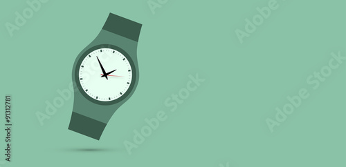 orologio, tempo, vettoriale, sfondo verde
