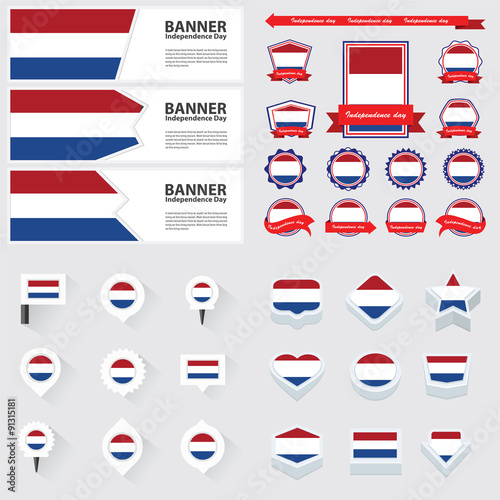 netherlands independence day, infographic, and label Set.