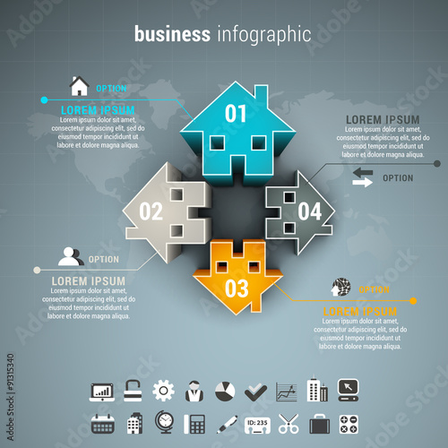 Business infographic made of houses.
