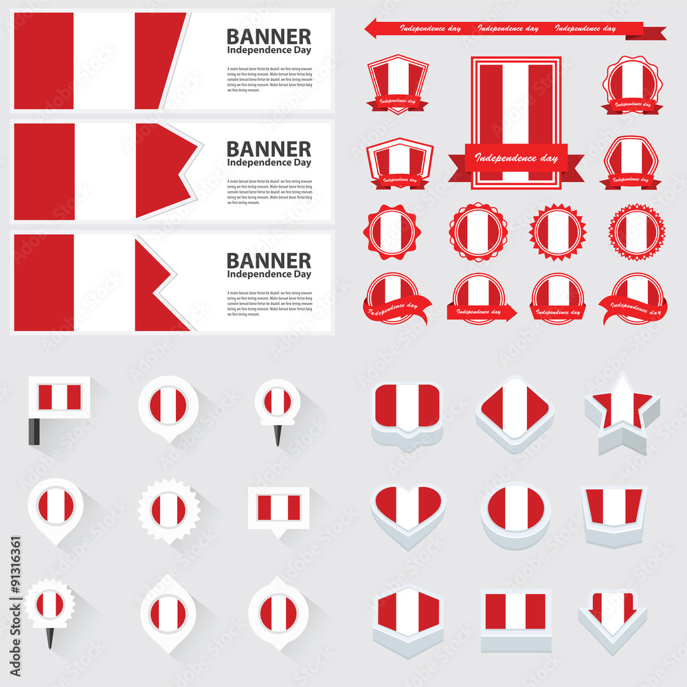peru independence day, infographic, and label Set. peru independence day, infographic, and label Set.