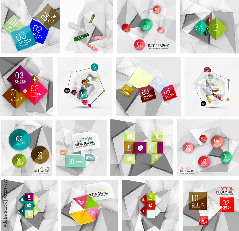 Fototapeta premium Set of abstract geometric infographic banner templates