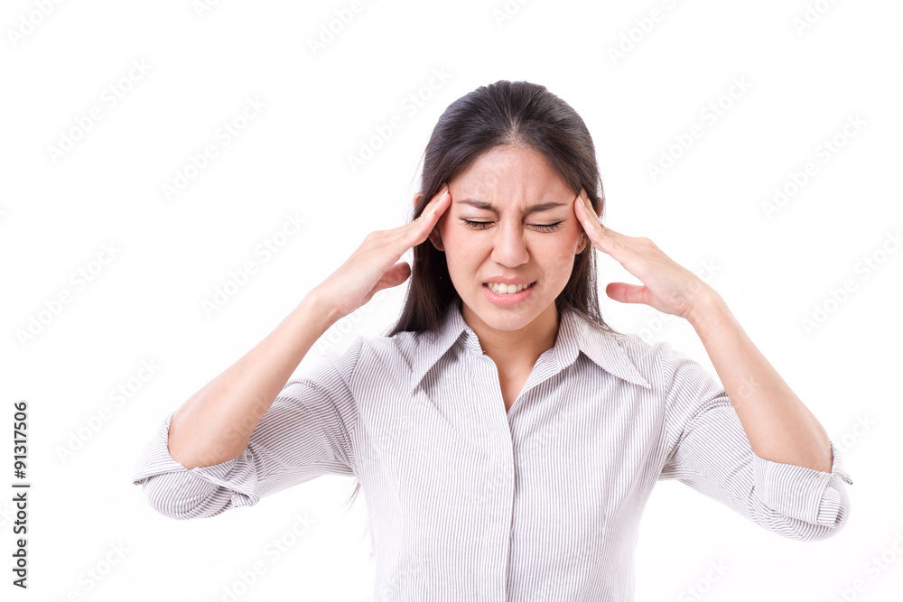 woman suffers from headache, migraine woman suffers from headache, migraine