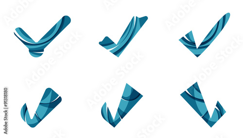 Set of abstract OK and tick icons, business logotype concepts