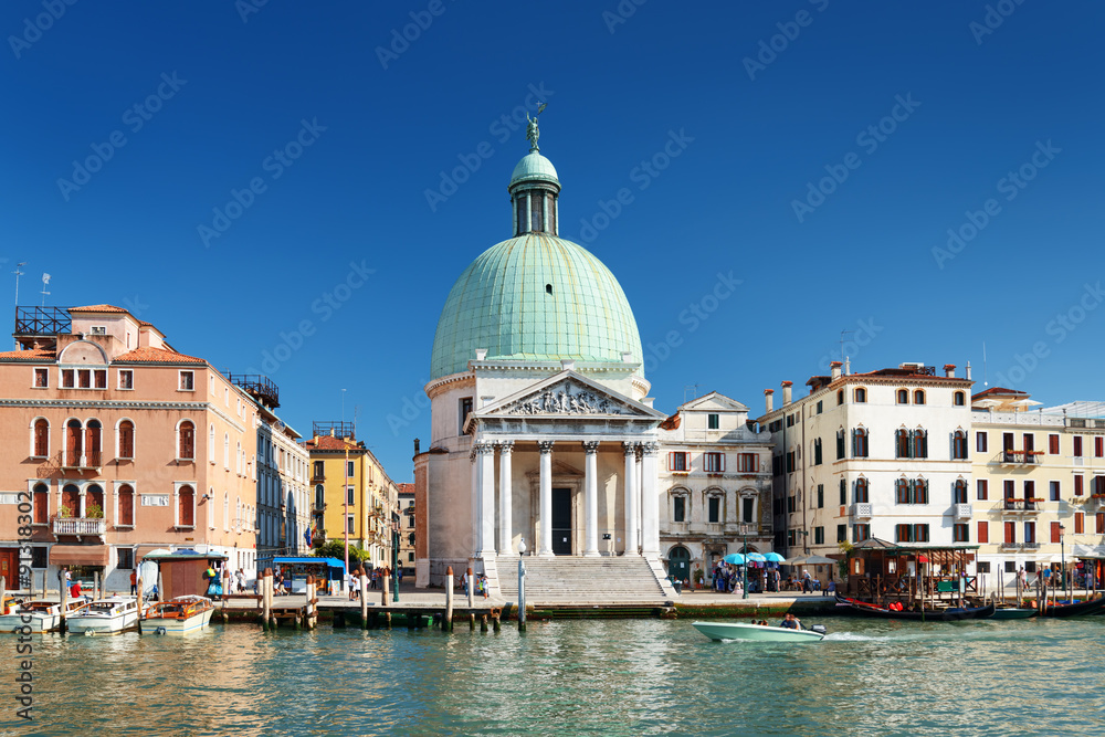 The San Simeone Piccolo on blue sky background. Venice, Italy