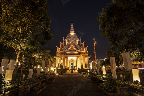 Khon kaen city shrine with night photo