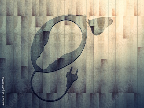 Leaf wood cut light bulb on wood board background, Ecology concept, Cross process style