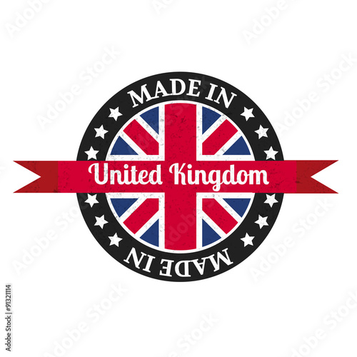 Made in U.K badge with United Kingdom flag symbol