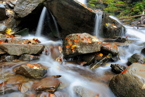 Autumn forest waterfall