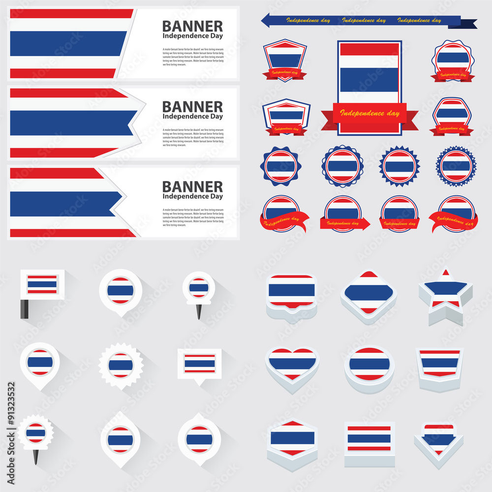 thailand independence day, infographic, and label Set. thailand independence day, infographic, and label Set.