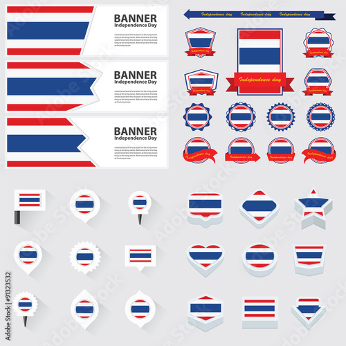 thailand independence day, infographic, and label Set.