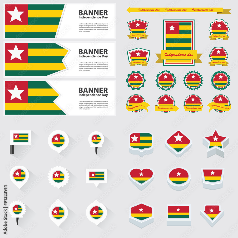 togo independence day, infographic, and label Set. togo independence day, infographic, and label Set.