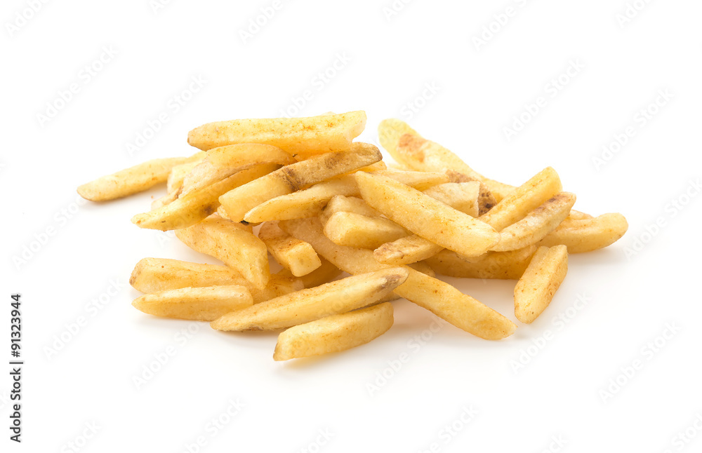 french fries on white background french fries on white background