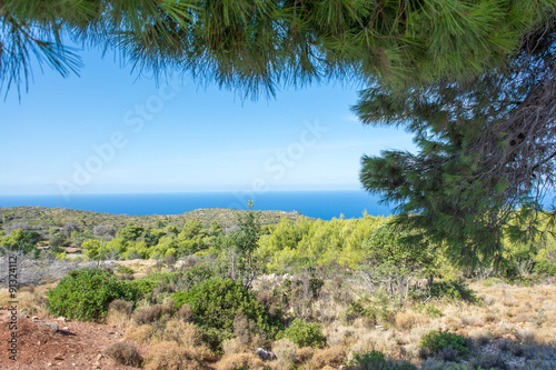 Beautiful view of land and sea in Zakynthos