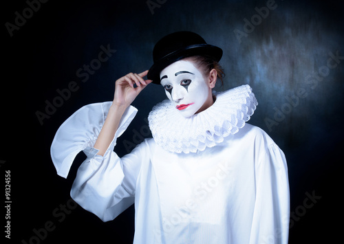 Billede på lærred Sad mime Pierrot