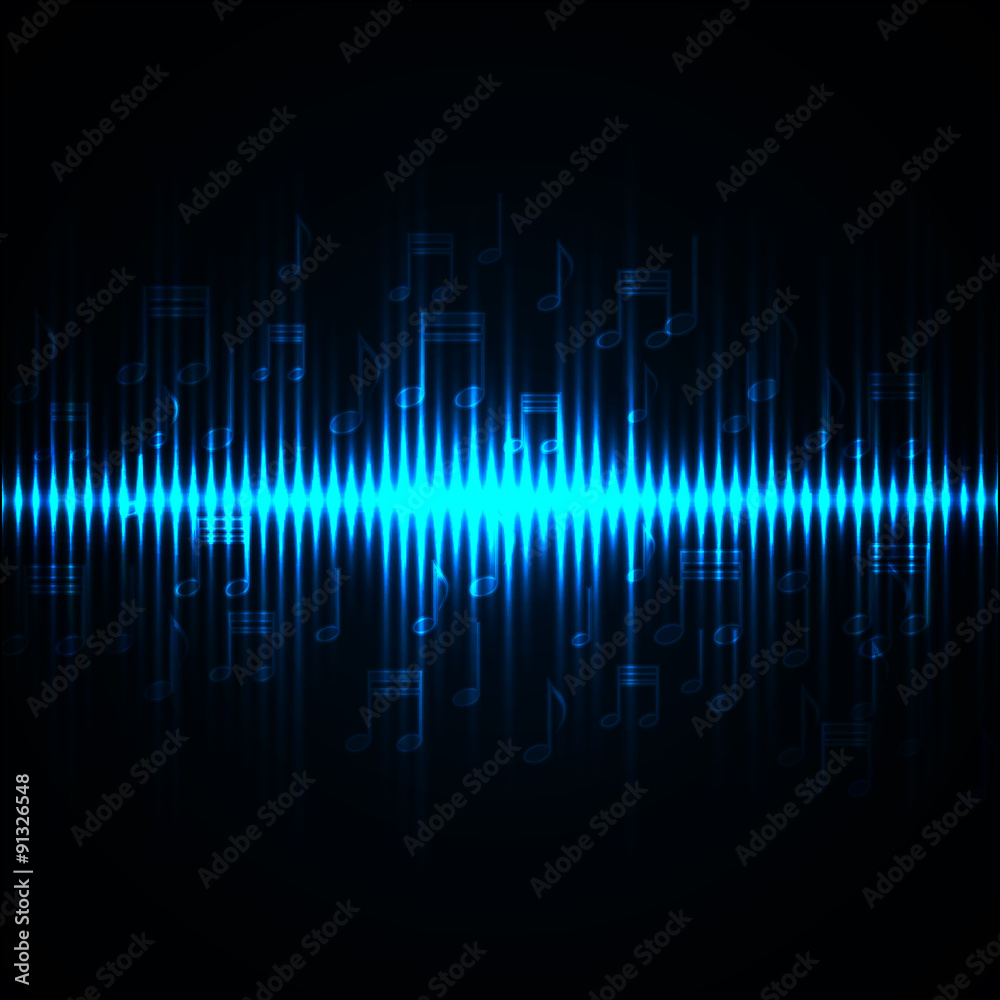 Sound waves oscillating glow light. Abstract technology backgrou