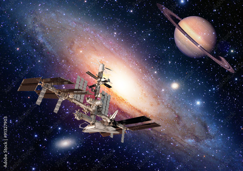 Satellite space station spaceship spacecraft outer planet saturn. Elements of this image furnished by NASA. Satellite space station spaceship spacecraft outer planet saturn. Elements of this image furnished by NASA.