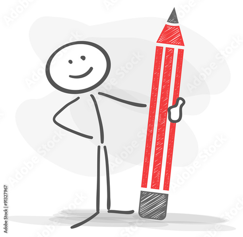 stickman pencil contract sign red