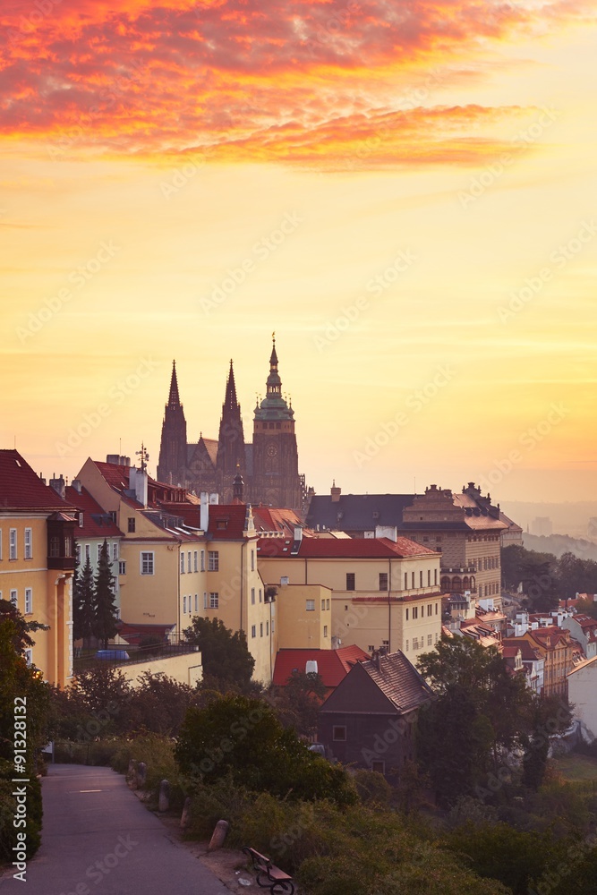 Prague at the sunrise