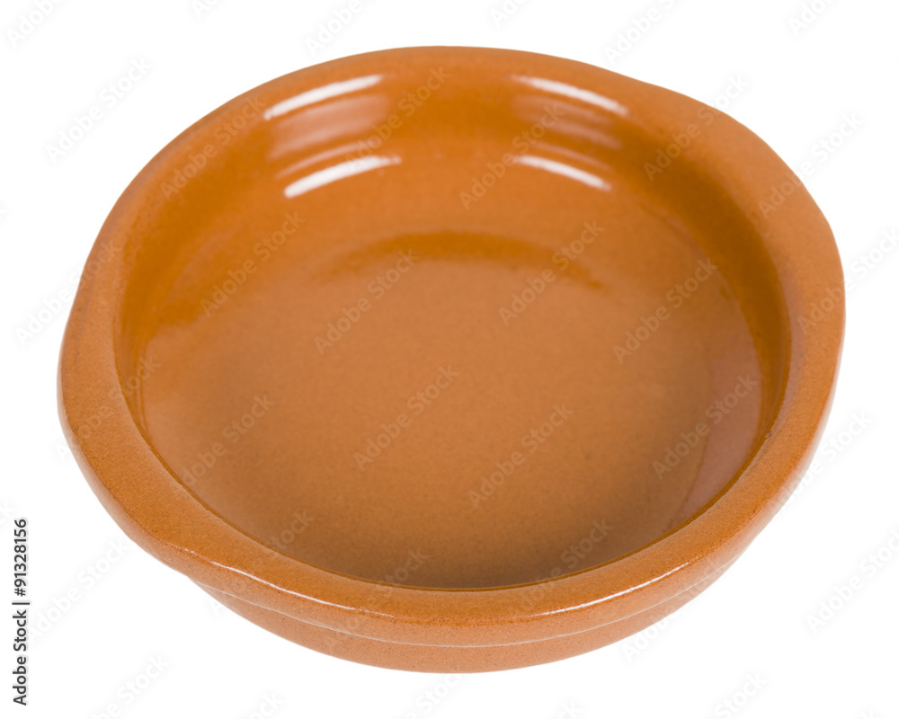 Empty Tapas or Cazuela Dish isolated on a white background.