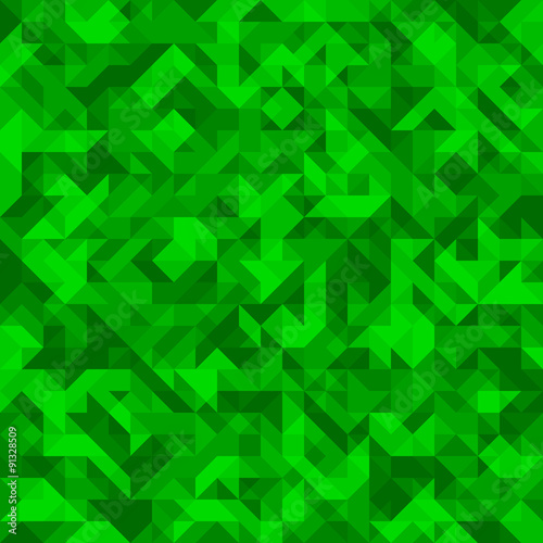 Abstract geometric polygonal background. Green futuristic vector seamless pattern.