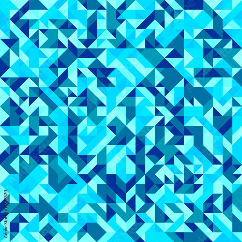 Abstract geometric polygonal background. Blue futuristic vector seamless pattern.